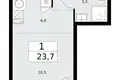 Квартира 1 комната 24 м² район Коммунарка, Россия