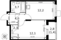 1 room apartment 36 m² Sapronovo, Russia