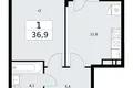 Wohnung 1 zimmer 37 m² Wnukowo, Russland