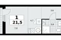 Wohnung 1 zimmer 22 m² Kommunarka, Russland