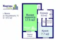 1 room apartment 37 m² Minsk, Belarus