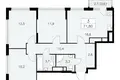3 room apartment 72 m² Moscow, Russia