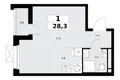 Appartement 1 chambre 28 m² Vnoukovo, Russie