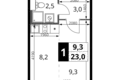 Студия 1 комната 23 м² Химки, Россия