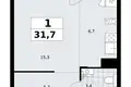 1 room apartment 32 m² Troitsk, Russia