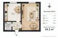 1 bedroom apartment 34 m² Warsaw, Poland