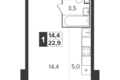 1 room studio apartment 23 m² Leninsky District, Russia