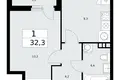 Mieszkanie 1 pokój 32 m² Kommunarka, Rosja