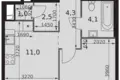 1 room apartment 39 m² Moscow, Russia