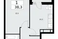 Mieszkanie 1 pokój 38 m² Kommunarka, Rosja