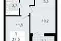 Mieszkanie 2 pokoi 38 m² Vsevolozhsk, Rosja