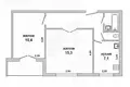 Wohnung 2 zimmer 42 m² Muchaviecki sielski Saviet, Belarus