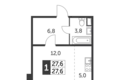 Studio 1 zimmer 27 m² Leninsky District, Russland