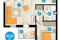 Кондо 1 спальня 44 м² Boreti, Черногория