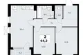 Квартира 2 комнаты 64 м² район Коммунарка, Россия