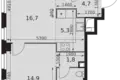 2 room apartment 52 m² Moscow, Russia