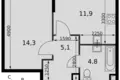 1 room apartment 36 m² Moscow, Russia