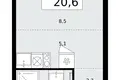 Appartement 1 chambre 21 m² Troïtsk, Russie