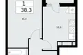 Mieszkanie 1 pokój 38 m² Kommunarka, Rosja