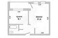 1 room apartment 39 m² Muchaviecki sielski Saviet, Belarus