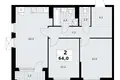 2 room apartment 64 m² Kommunarka, Russia
