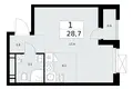 1 room apartment 29 m² Kommunarka, Russia