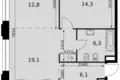 2 room apartment 59 m² Moscow, Russia