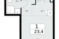 Квартира 1 комната 23 м² район Троицк, Россия