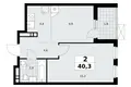 Wohnung 2 zimmer 40 m² Kommunarka, Russland