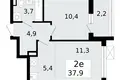 2 room apartment 38 m² Vsevolozhsk, Russia