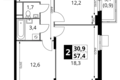 Квартира 2 комнаты 57 м² Сапроново, Россия