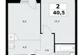 2 room apartment 41 m² Kommunarka, Russia
