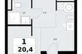 Wohnung 1 zimmer 20 m² Wnukowo, Russland