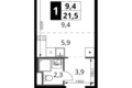 Студия 1 комната 22 м² Сапроново, Россия