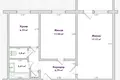 Appartement 2 chambres 47 m² Homiel, Bélarus