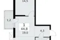 Wohnung 1 zimmer 45 m² Krasnoje Selo, Russland