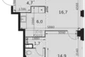 2 room apartment 53 m² Moscow, Russia