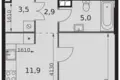 1 room apartment 36 m² Moscow, Russia