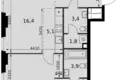 Mieszkanie 2 pokoi 56 m² Moskwa, Rosja