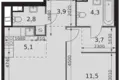 2 room apartment 45 m² Moscow, Russia