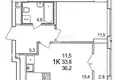 Wohnung 36 m² Ankudinovka, Russland