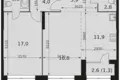 2 room apartment 63 m² Moscow, Russia