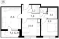 2 room apartment 53 m² Moscow, Russia