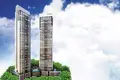 Complexe résidentiel New complex of furnished apartments Maimoon Gardens with a swimming pool, a waterfall and sports grounds, JVC, Dubai, UAE