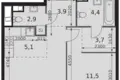 2 room apartment 45 m² Moscow, Russia