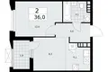 2 room apartment 36 m² Kommunarka, Russia