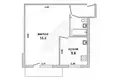 1 room apartment 30 m² Muchaviecki sielski Saviet, Belarus
