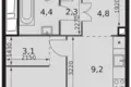 1 room apartment 37 m² Moscow, Russia