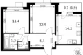 2 room apartment 53 m² Leninsky District, Russia