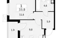 Wohnung 1 zimmer 34 m² Krasnoje Selo, Russland